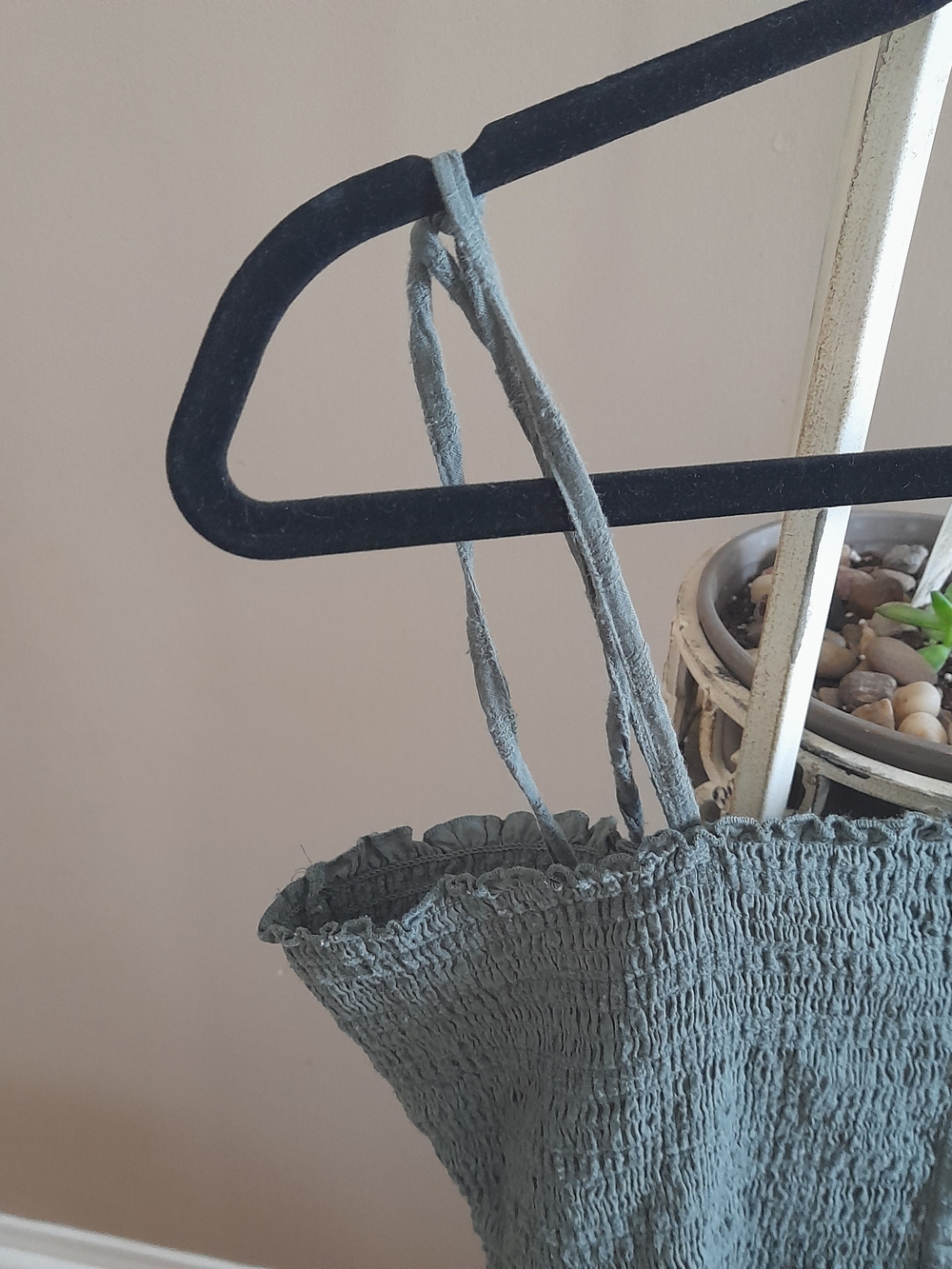 aerie Dusty Green Tie‑Shoulder Smocked Maxi Dress - Picture 6 of 8